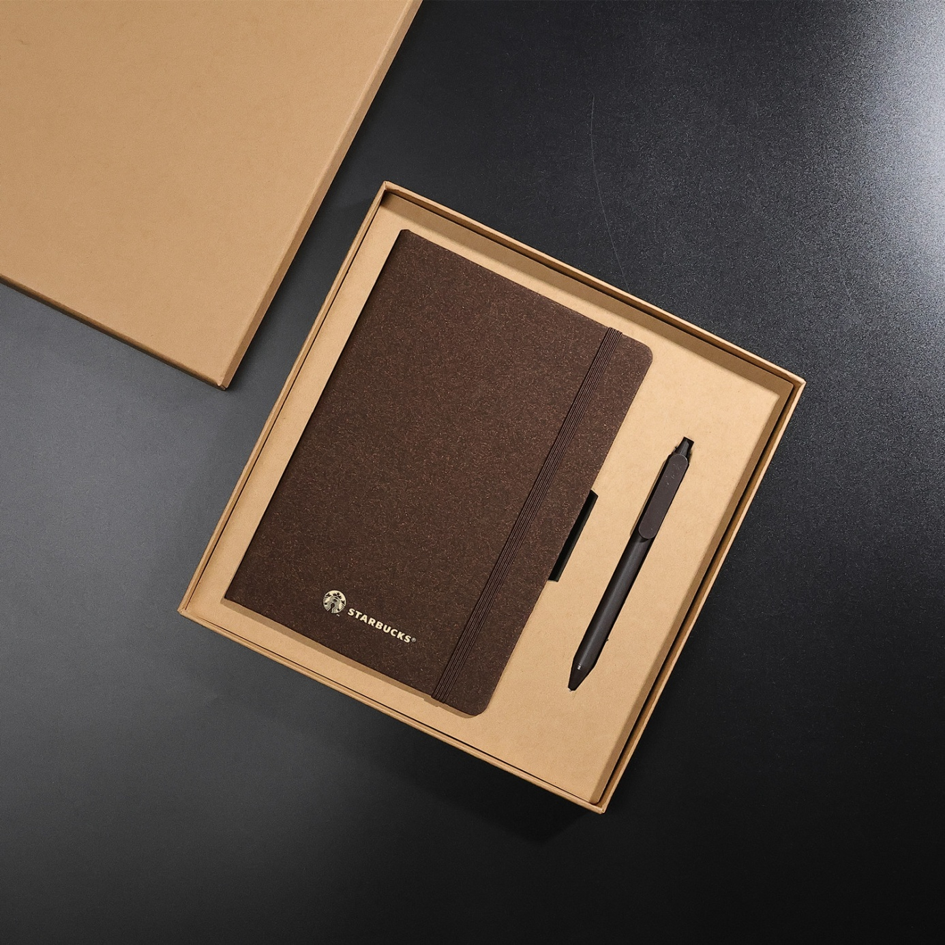 Eco-Friendly Cork and PU Leather Notebook Gift Set | Sustainable Journal Pen Cup Combination for Corporate and Business Gifts