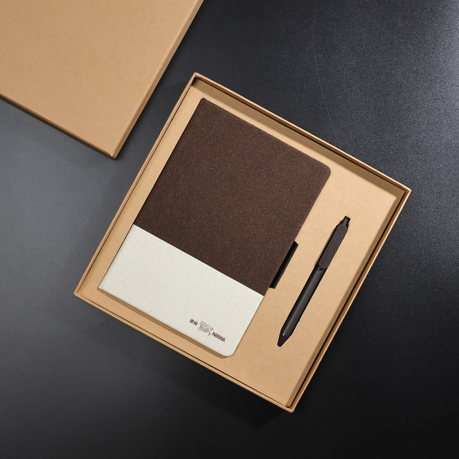 Eco-Friendly Cork and PU Leather Notebook Gift Set | Sustainable Journal Pen Cup Combination for Corporate and Business Gifts