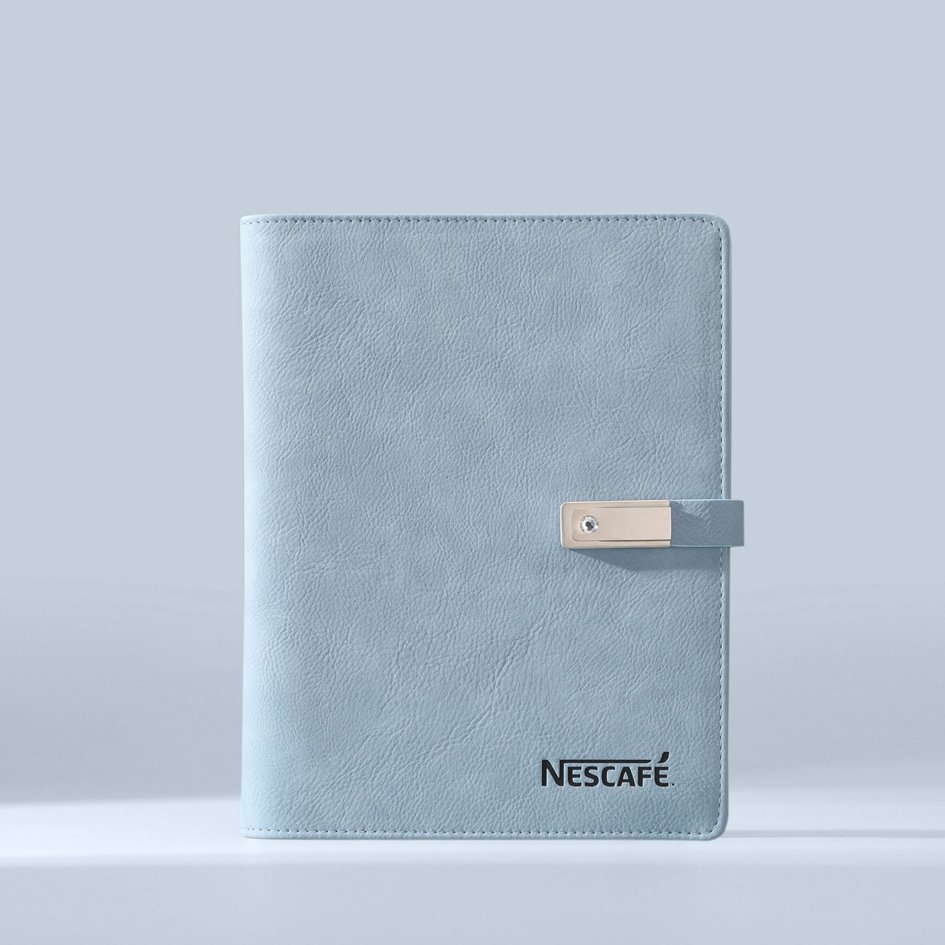 Wireless Charging Notebook Gift Set | 8000mAh Power Bank Notebook with USB Flash Drive and Pen