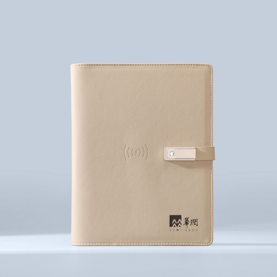 Wireless Charging Notebook Gift Set | 8000mAh Power Bank Notebook with USB Flash Drive and Pen