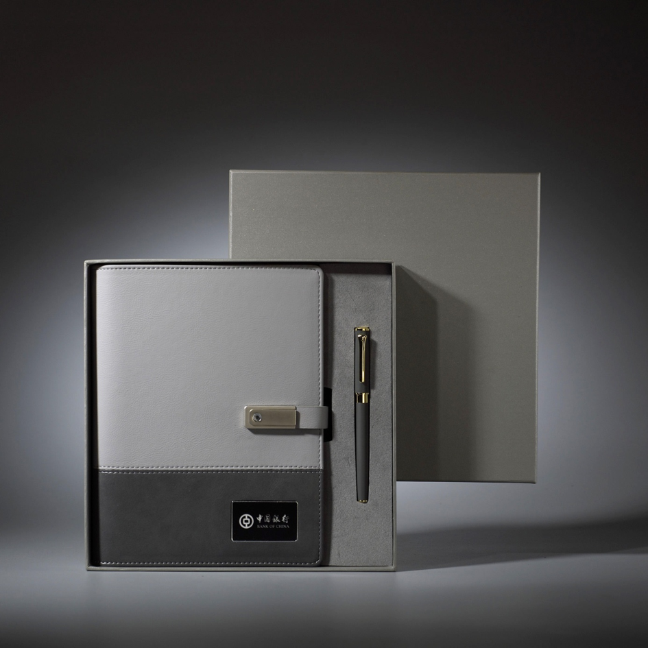 Wireless Charging Notebook Gift Set | 8000mAh Power Bank Notebook with USB Flash Drive and Pen