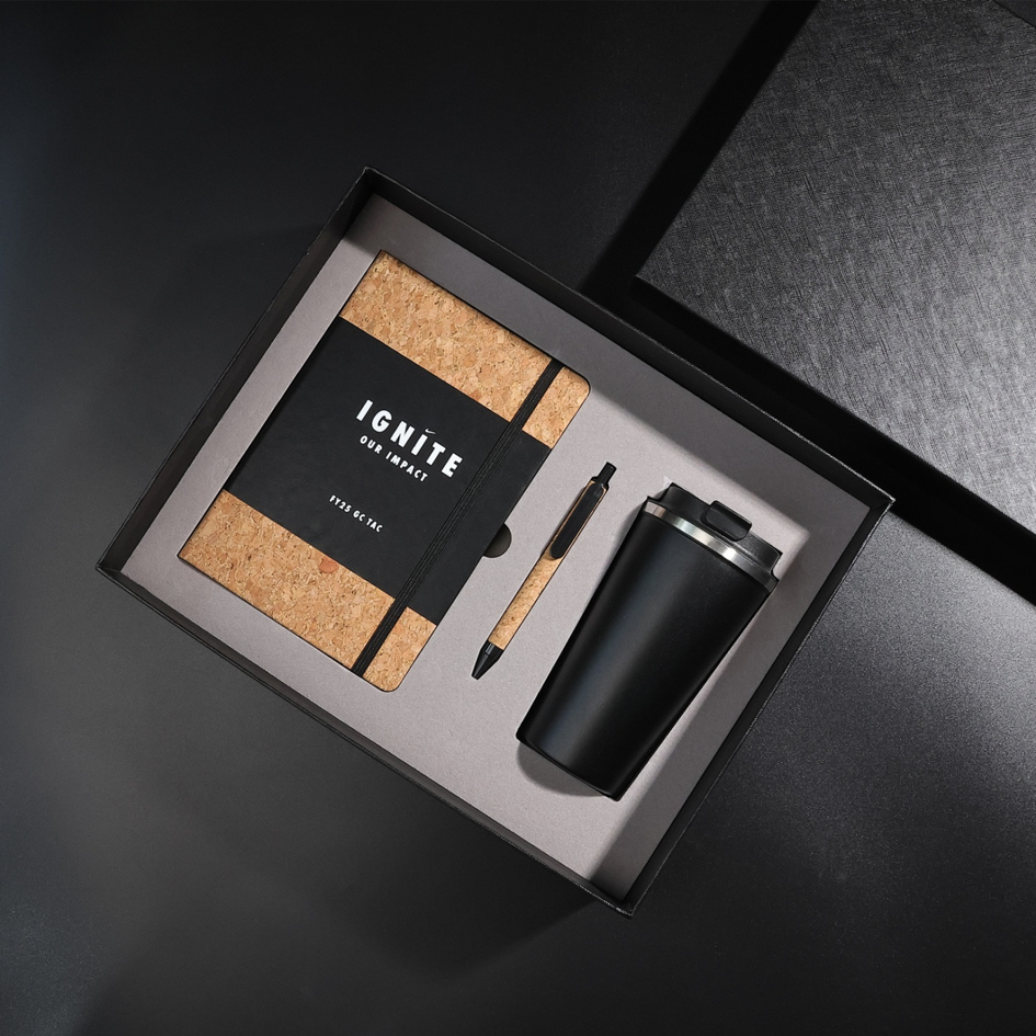 Eco-Friendly Cork and PU Leather Notebook Gift Set | Sustainable Journal Pen Cup Combination for Corporate and Business Gifts