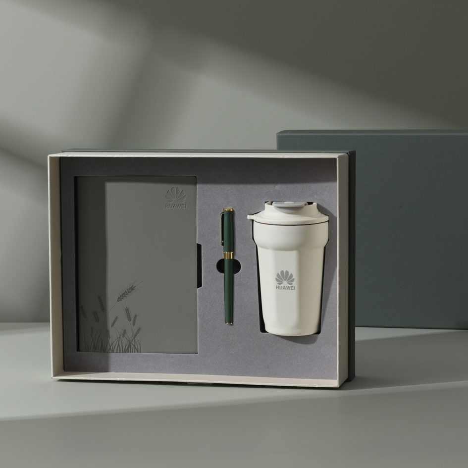Custom Business Gift Set | PU Leather Notebook Pen and Thermos Cup Combination for Corporate and Promotional Gifts