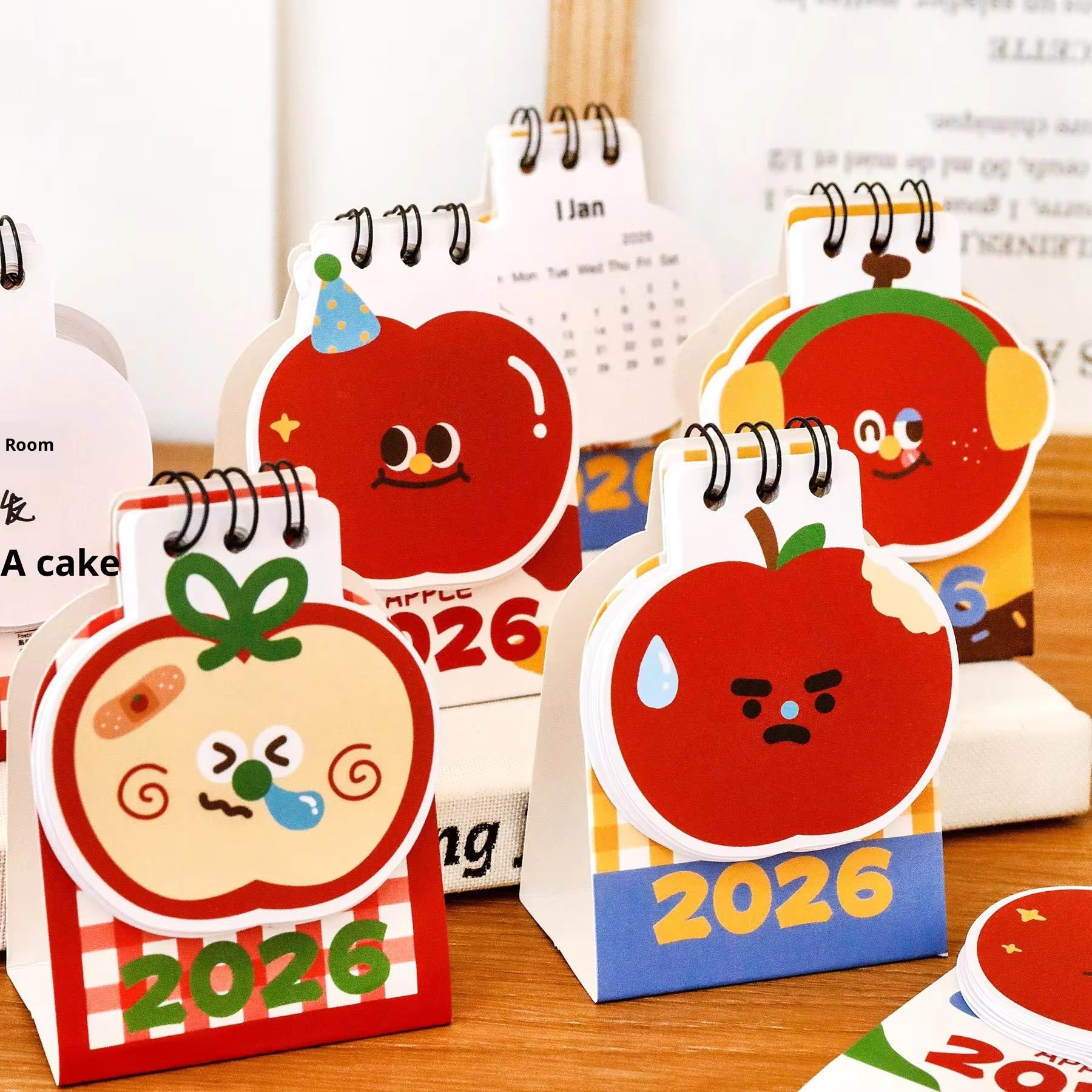 Mini calendrier de bureau, dessin animé mignon, haricot pomme