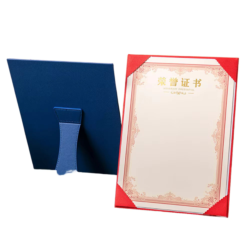 PU Leather Certificate Holder with Back Stand for Graduation Diploma Award Display and Office Presentation