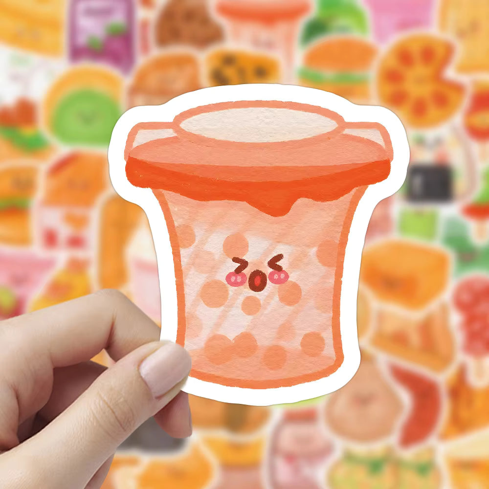 60 Parça Yemek Stili Karikatür Çıkartmaları – Defter, Telefon Kılıfı ve Bagaj için Sevimli Dekoratif Malzeme Çıkartmaları | Çin'de Yapılan Toptan Satış