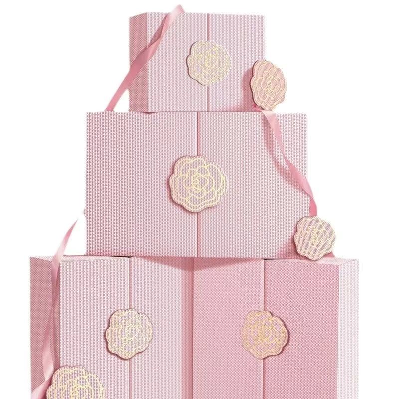 Caja de regalo de alta gama con dos puertas y diseño gráfico de rosas: empaque de lápiz labial de lujo para cumpleaños y Navidad