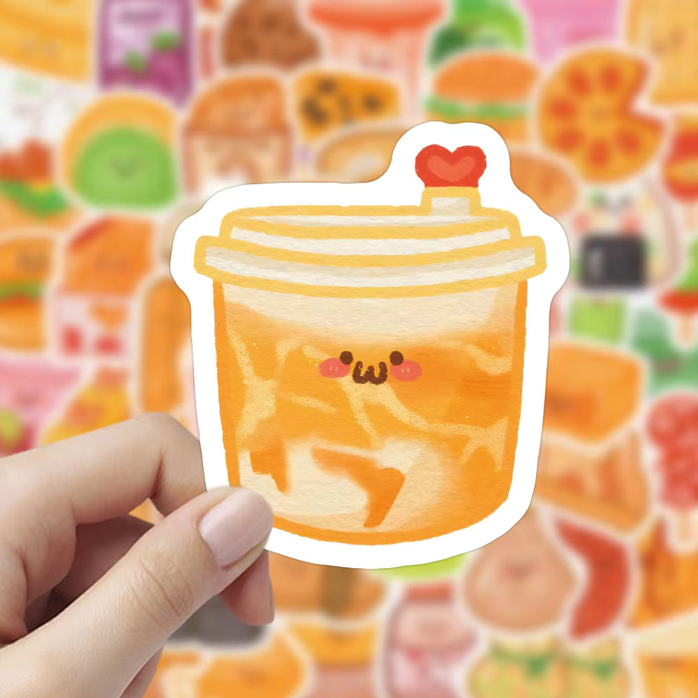 60 Parça Yemek Stili Karikatür Çıkartmaları – Defter, Telefon Kılıfı ve Bagaj için Sevimli Dekoratif Malzeme Çıkartmaları | Çin'de Yapılan Toptan Satış