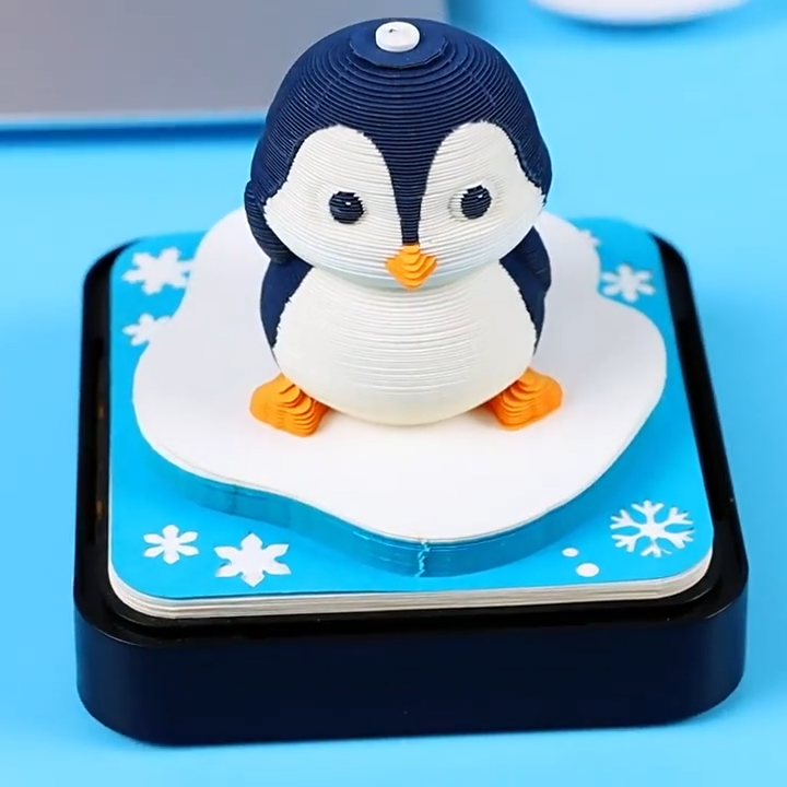 Penguin 3D Memo Pad | Antarctic Paper Sculpture Sticky Notes Desk Calendar & Creative Gift